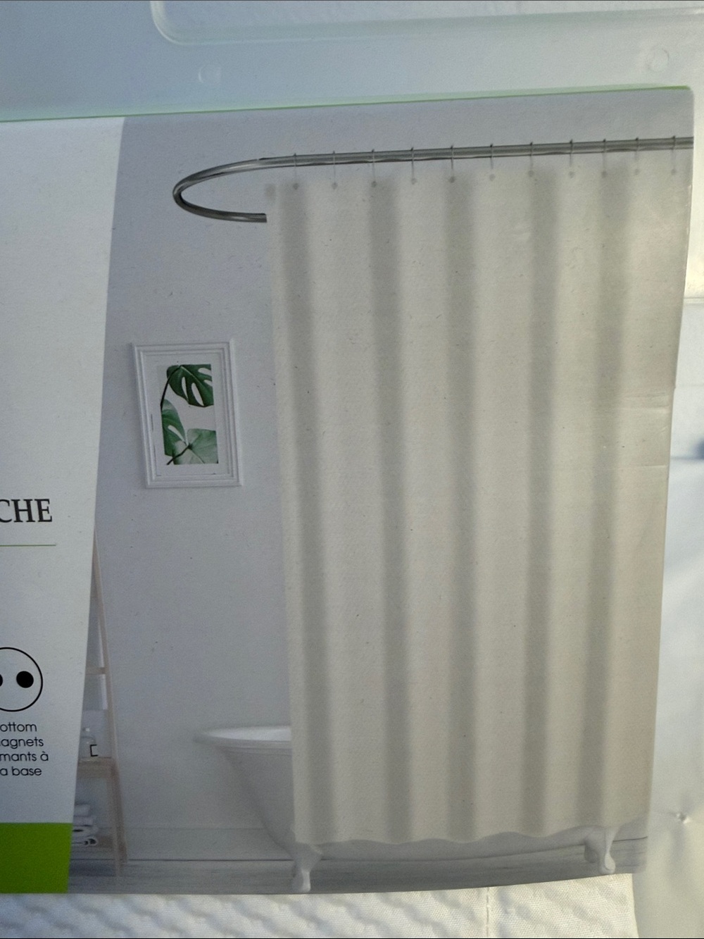 Mint White Textured Shower Curtain/Liner